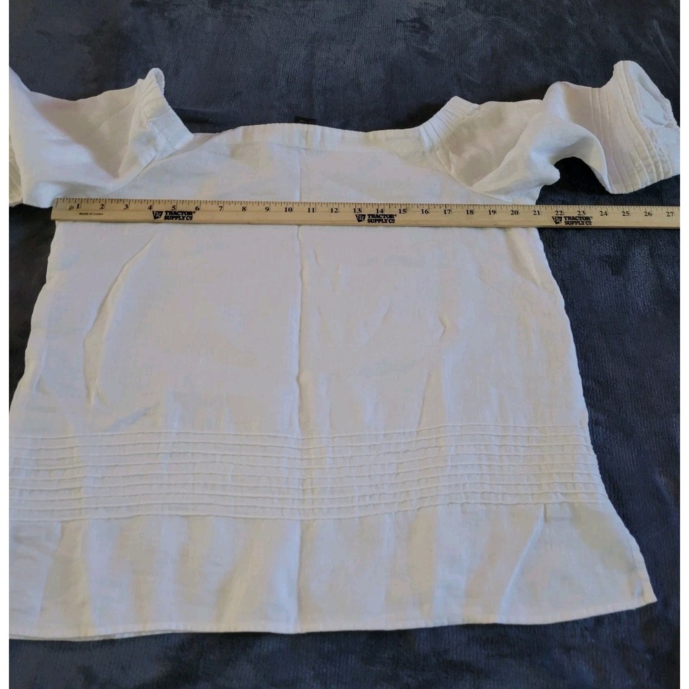 2 Ann Taylor Factory Linen Off Shoulder Tops White Top And Navy Top Sz Medium - Picture 4 of 13